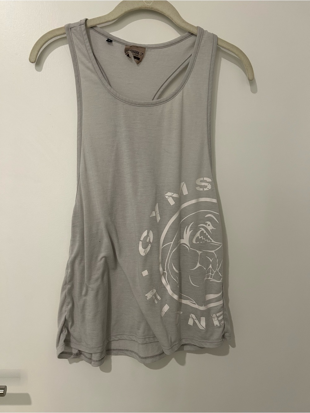 Gymshark Light Gray Women's Racerback Tank with White Logo